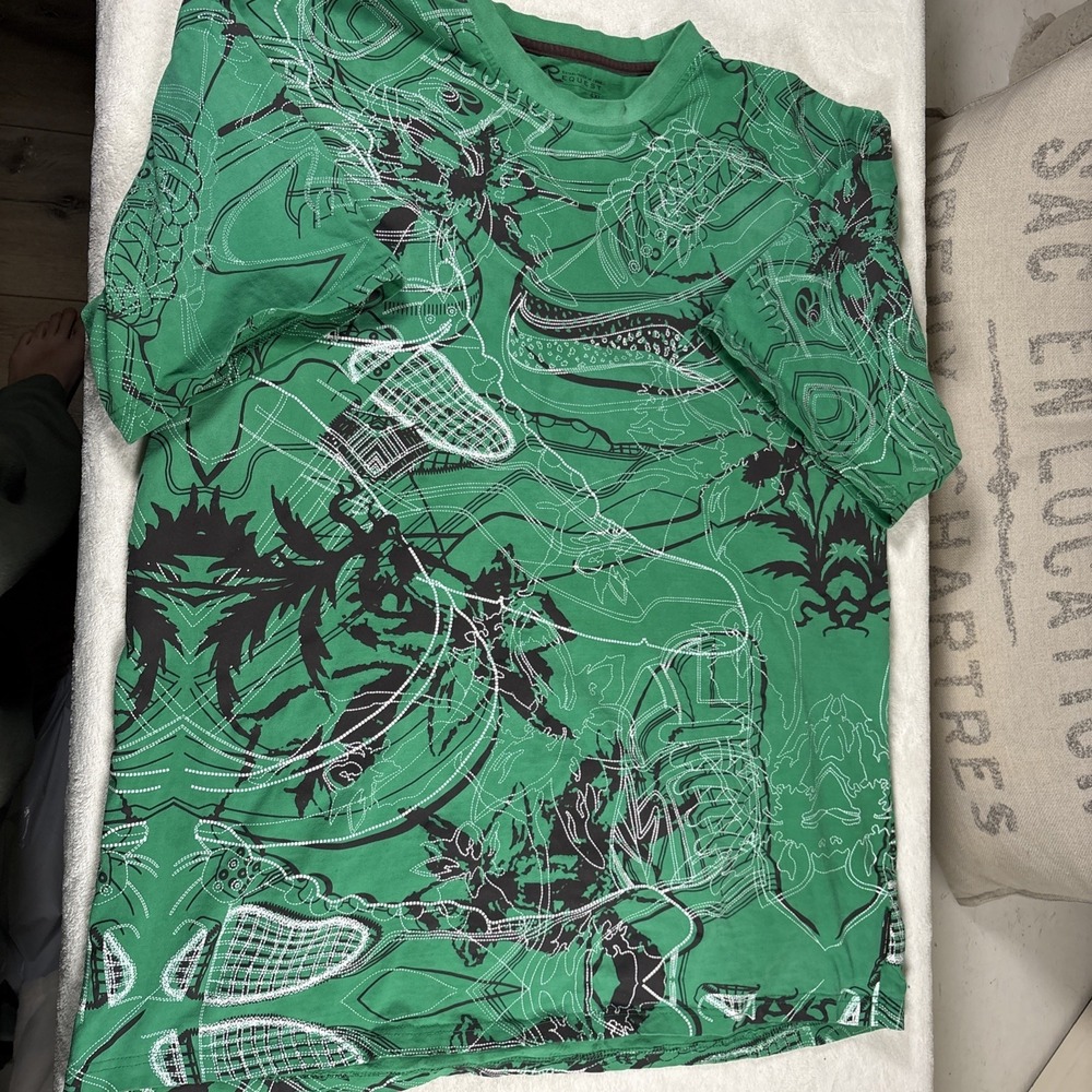 VTG Request Men's Graphic Embroidered Green‎ Tshirt Big & Tall 4XL Short Sleeve